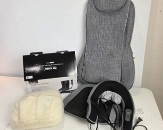 Lot #196 - Sharper Image Smartsense Shiatsu Realtouch Massaging Chair, Plus Foot, Leg and Neck Massagers