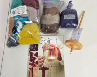 Lot #205 - Natural Wool, Schacht Hi-Lo Spindle and Spin It Book
