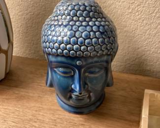 Blue Ceramic Buddha Head