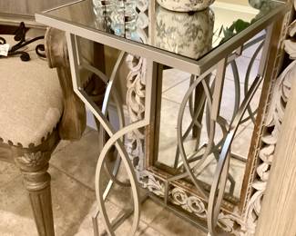 Tall Medal Silver Side Table