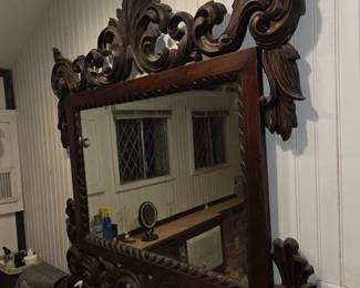 Antique Mirror for sale,,, the bathroom cabinet too, if there were a way to get it out this room! 
