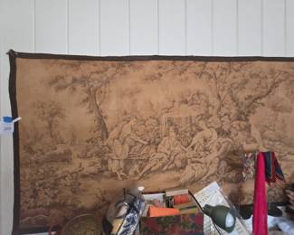 Large wall tapestry . Antique. French