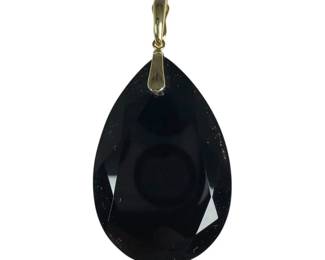 14kt Yellow Gold Faceted Onyx Enhancer Pendant