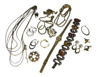 Costume Jewelry Lot Including Ladies Vintage Elgin Watch