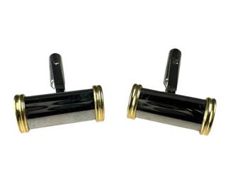 14K Yellow Gold and Sterling Silver Bar Cufflinks