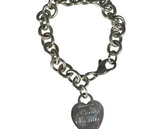Tiffany and Co Sterling Silver Heart Tag Bracelet Engraved
