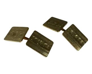 Vintage Cartier 14K Yellow Gold Engraved Cufflinks
