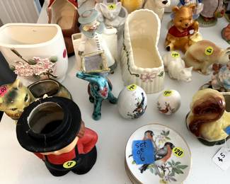 vintage planters and figurines