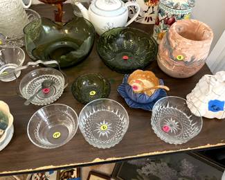 various vintage glass wares