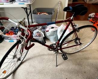 Vintage 1973 road bike. Raleigh Grand Prix. Made in England. Comes with pump, original seat, and accessories
