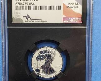 2023 1/4 toz Silver Fiji Eagle PF70 Reverse Proof, Signed by J G Mercanti, 1st Day Issue