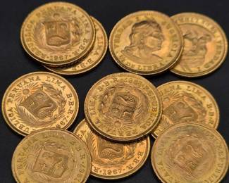 One (1) 1967 Peru Gold 1/5 Libra – Republica Peruana (90% Gold)