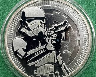 2018 NIUE UK Queen Elizabeth II Star Wars Stormtrooper Silver $2, 1 toz .999 Silver, in Airtite