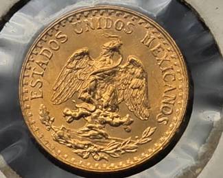 One (1) 1945 Mexico Gold Dos Pesos Coin – 90% Gold