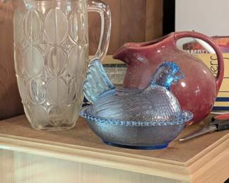 Blue hen on nest