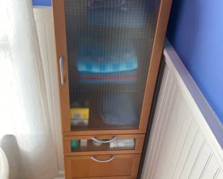 Pair of IKEA cabinets with glass front 15 X 15 X 59H $250 for 2
