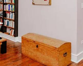 Antique pine blanket chest from Germany, 39.5l X 20d X 19H $275