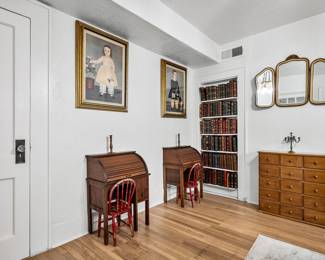 mini desk and chairs , candle holders , mirrior