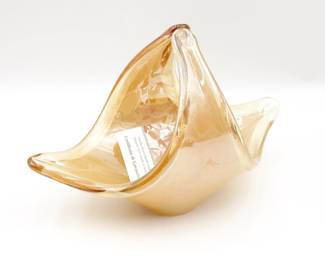 Murano Amber Folded Glass Bowl by Linea Astuni