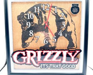 Grizzly Snuff Smokeless Tobacco Clock by Heritage Sign & Display Co.