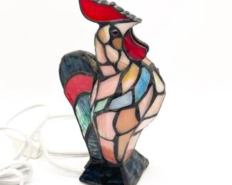 Tiffany Style Rooster Stained Glass Lamp