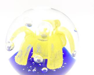 Art Glass Yellow Flower Paperweight