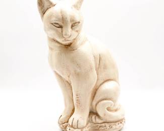 Cast Concrete Cat Statue with Painted Finish