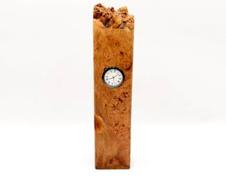 Michael Elkan Maple Leaf Studio Burl Wood Desk Clock