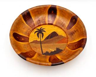 Wooden Bowl w/ Brazilian Marquetry Scene