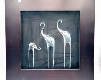 "Three Elephants" Aluminum Shadow Box Art