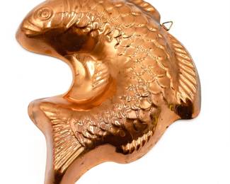 Vintage Copper and Tin-Lined Fish-Shaped Jello Mold
