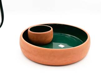 Terra Cotta Over and Back Chip & Dip Serving Dish