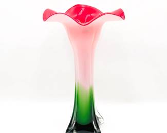Pier 1 Imports "Jack In The Pulpit" Red Lily Art Glass Vase