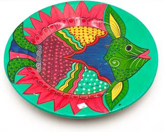 Mexican Pottery Hand Painted Fish Plate