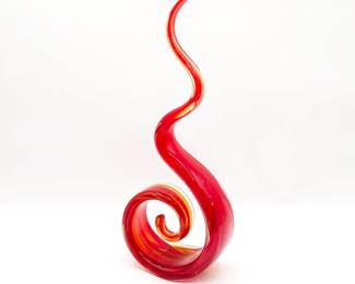 Pier 1 Red Abstract Swirled Glass Sculpture