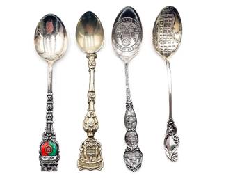 Lot of 4 Silver Plated Souvenir Spoons