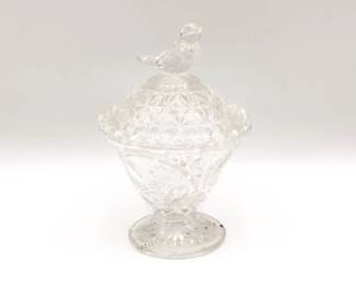 Hofbauer Byrdes Collection Lead Crystal Lidded Trinket Dish