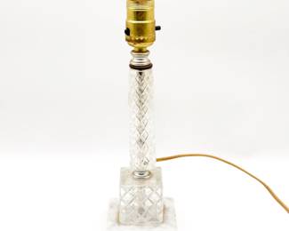 Mid-Century Cut Glass and Brass Lamp with Marble Base