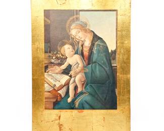 Botticelli’s Virgin and Child “Madonna of the Book” Gilded Wood Icon