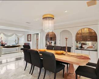 Large Olive Wood Double Pedestal Dining Table 