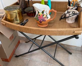 Folding Wicker Tray Stand