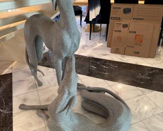 Large Pair of Greyhound Sculptures