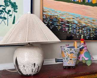 Raku Pottery Lamp, artisian pottery, Rita Driscoll art