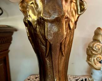 Pr. of Stunning gold 3 sided Elephant lamps  