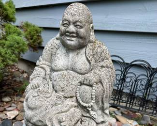Concrete Buddha statue w/base 
