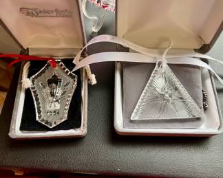Waterford crystal ornaments w/case and bag