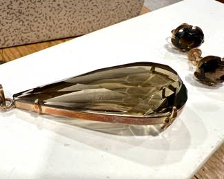 14 k, smoky quartz pendant