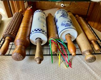 Huge collection of Vtg. rolling pins