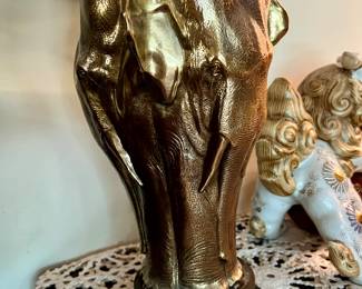 Pr. of Stunning gold 3 sided Elephant lamps  