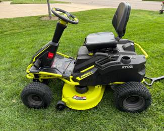 Ryobi electric riding lawnmower mower, new batteries. 2018